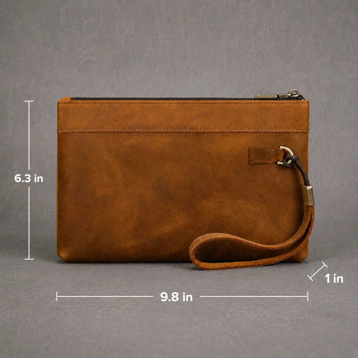 Men’s Leather Card Holder Wallet - 6-Slot Wrist Pouch