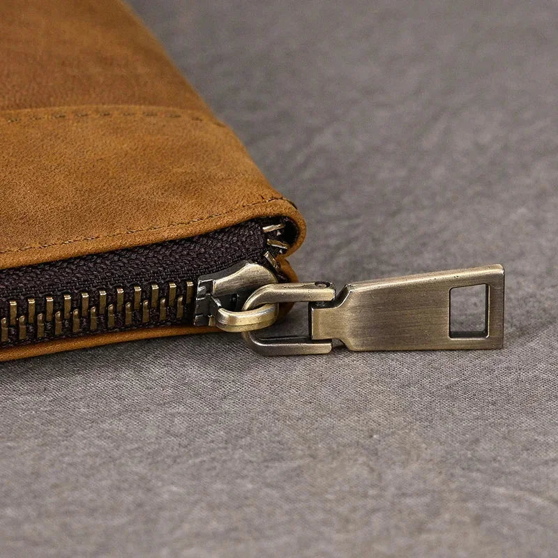 Men’s Leather Card Holder Wallet - 6-Slot Wrist Pouch