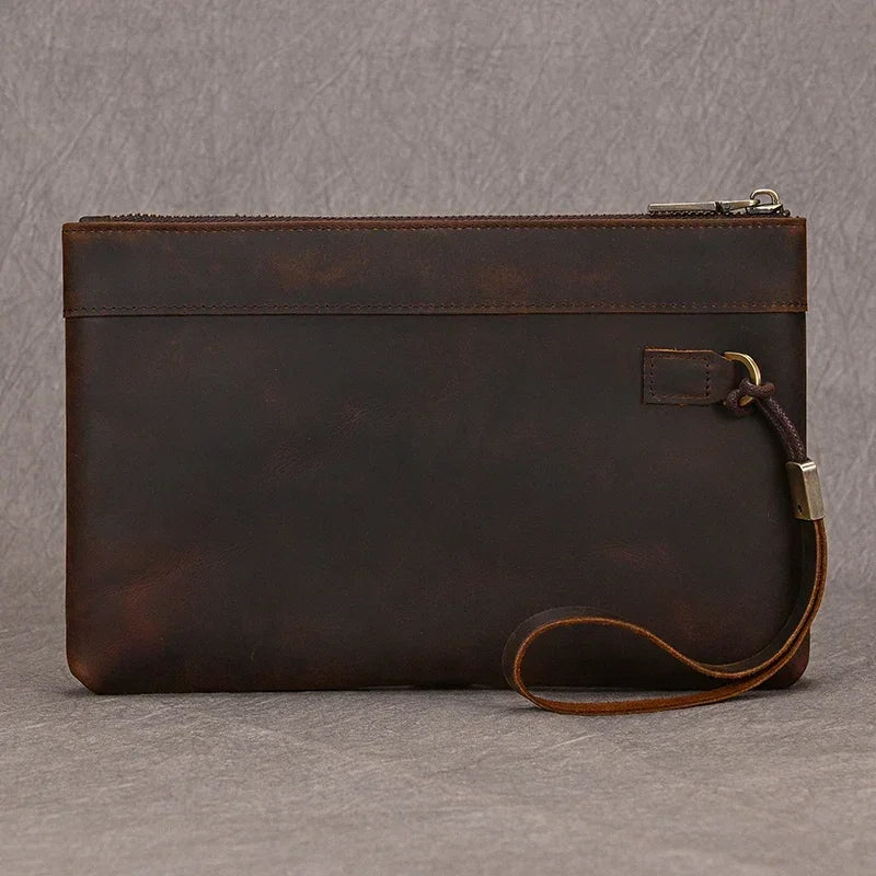 Men’s Leather Card Holder Wallet - 6-Slot Wrist Pouch