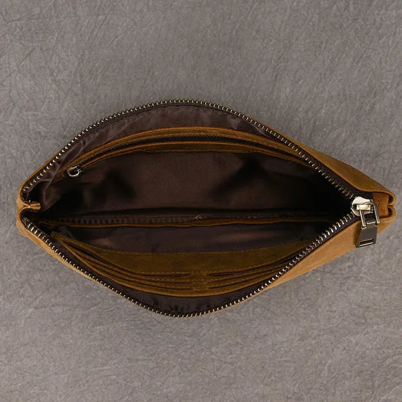 Men’s Leather Card Holder Wallet - 6-Slot Wrist Pouch