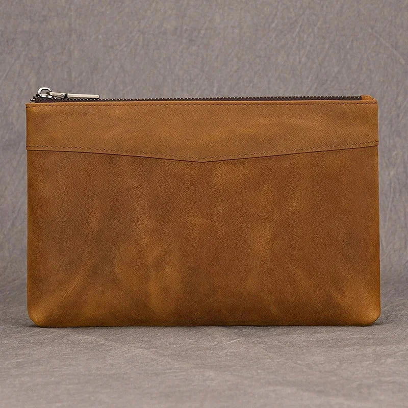 Men’s Leather Card Holder Wallet - 6-Slot Wrist Pouch