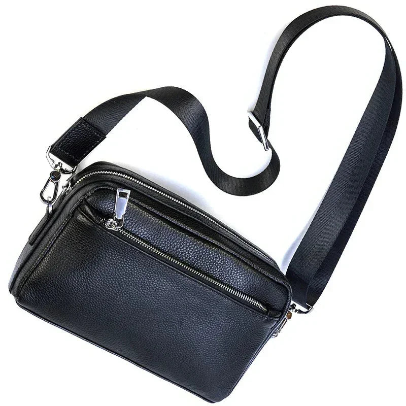 Men’s Leather Clutch Bag - Detachable Crossbody Strap