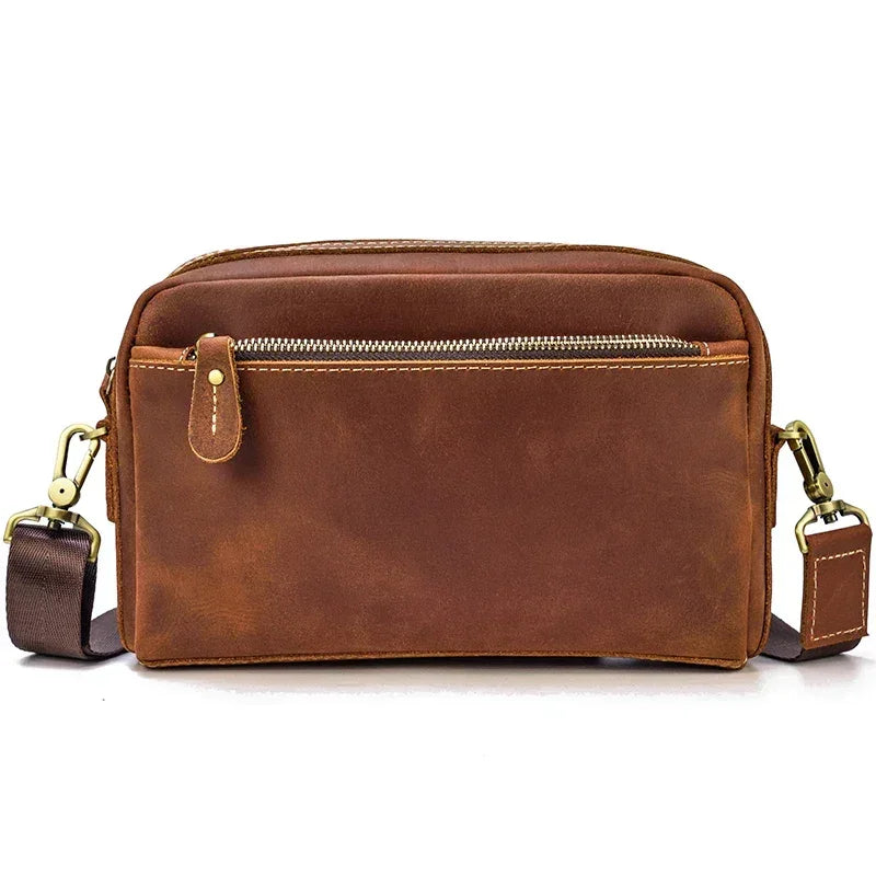 Men’s Leather Clutch Bag - Detachable Crossbody Strap