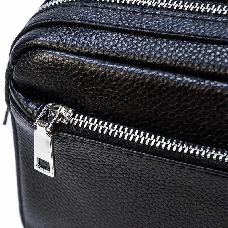 Men’s Leather Clutch Bag - Detachable Crossbody Strap