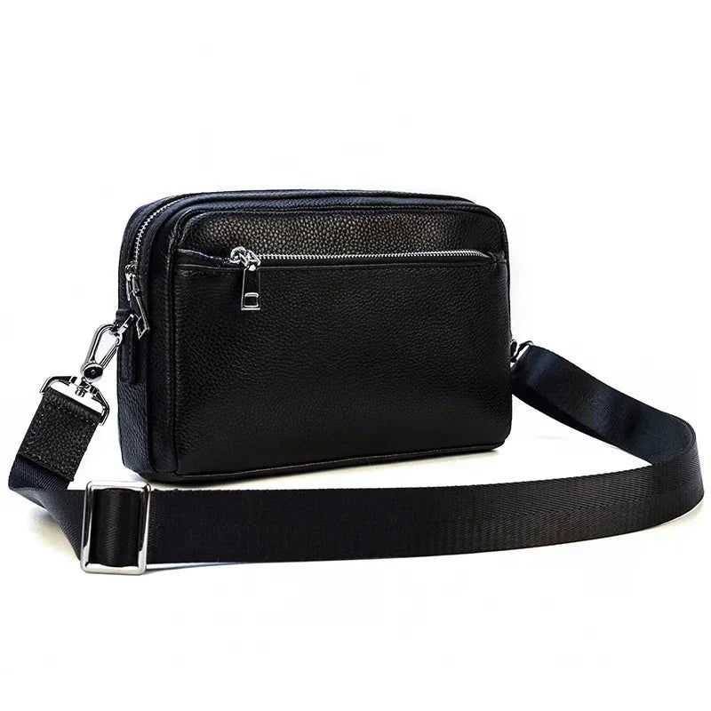 Men’s Leather Clutch Bag - Detachable Crossbody Strap