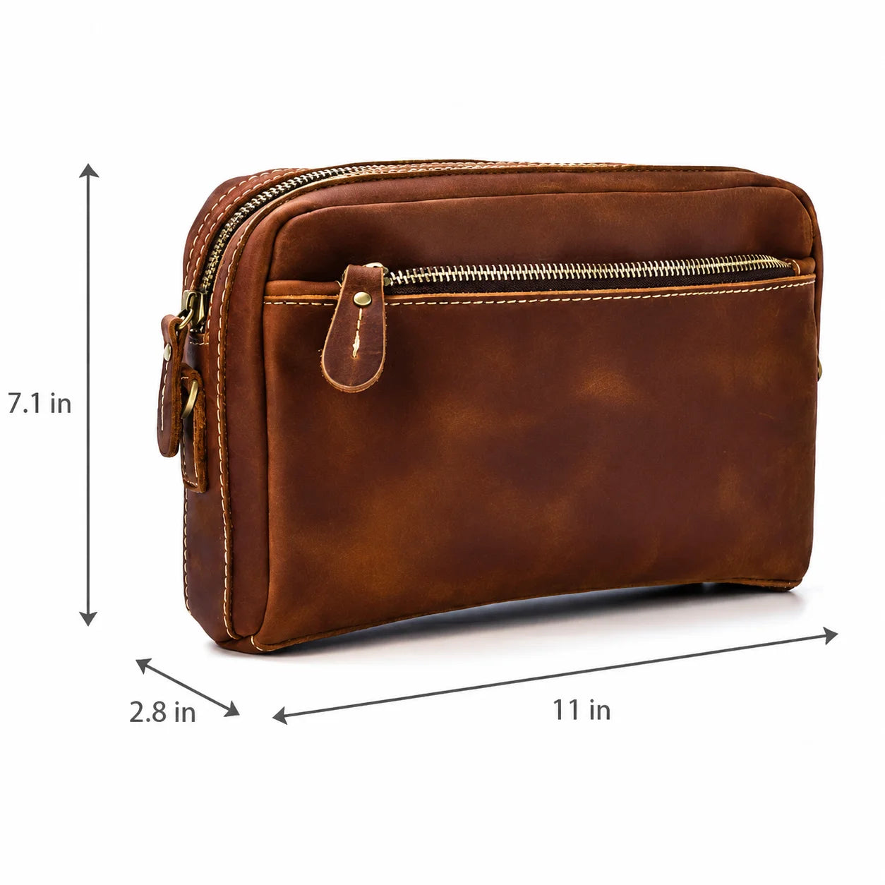 Men’s Leather Clutch Bag - Detachable Crossbody Strap