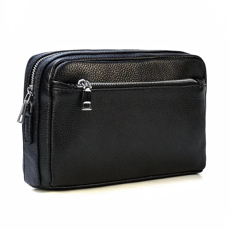 Men’s Leather Clutch Bag - Detachable Crossbody Strap