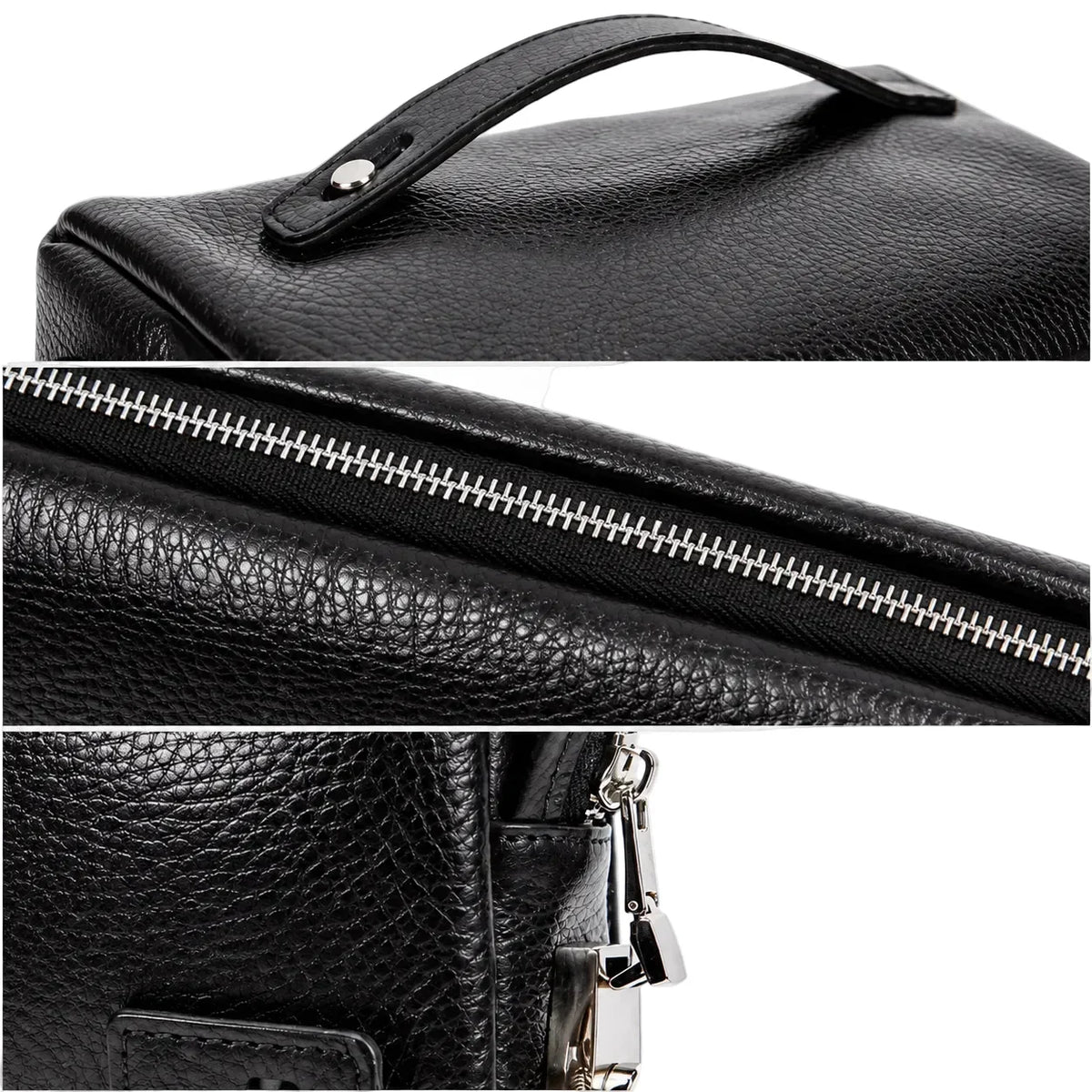 Men’s Leather Clutch Bag with Combination Lock - Secure Travel Case
