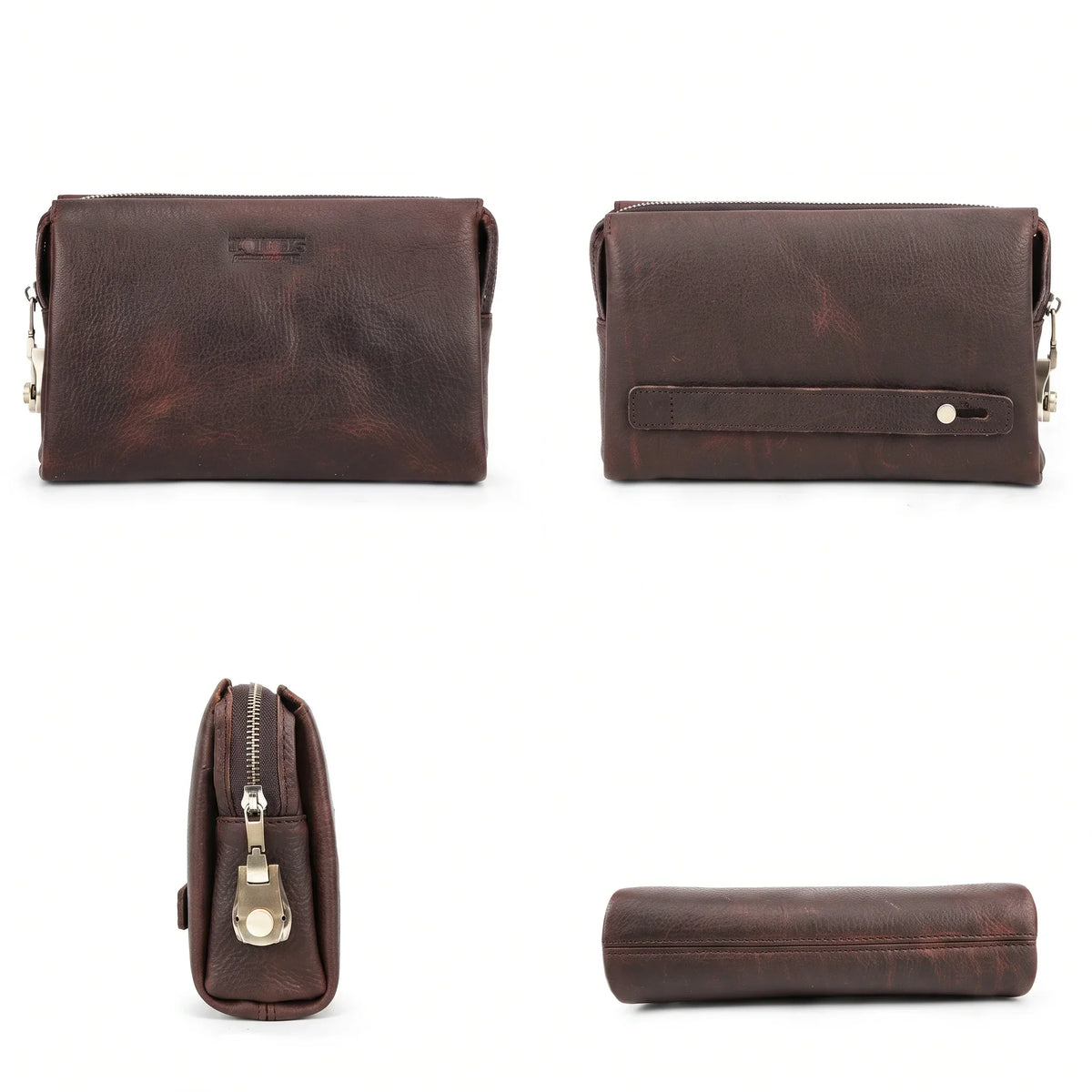 Men’s Leather Clutch Bag with Combination Lock - Secure Travel Case