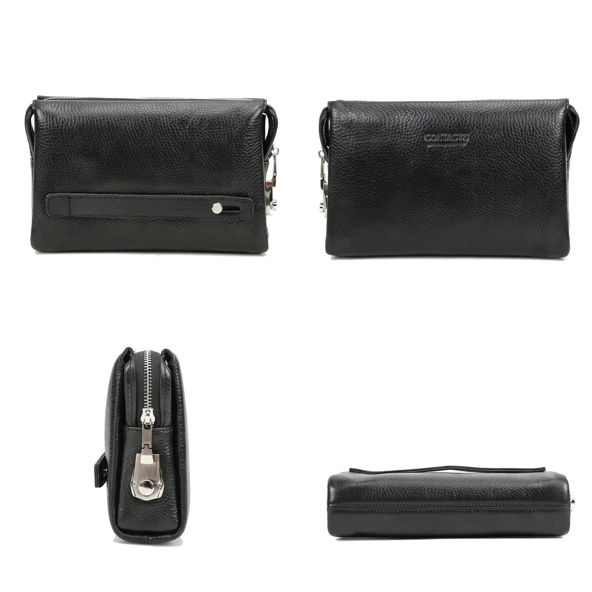 Men’s Leather Clutch Bag with Combination Lock - Secure Travel Case