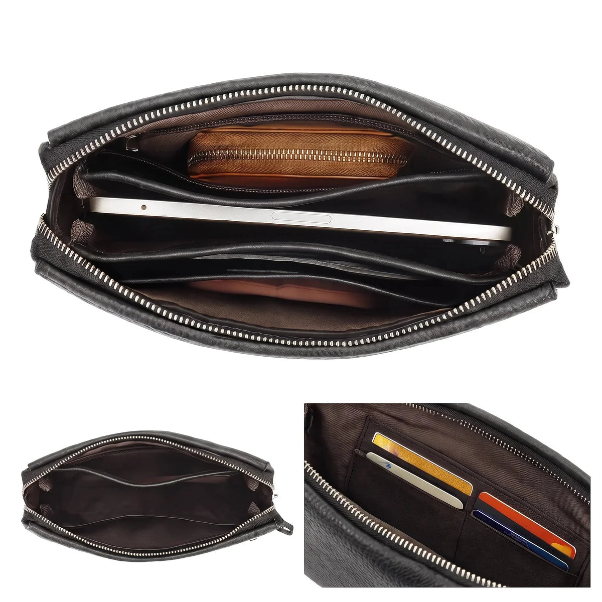 Men’s Leather Clutch Bag with Combination Lock - Secure Travel Case