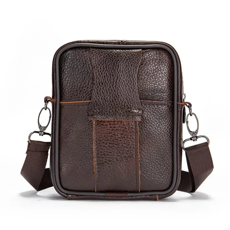 Men’s Leather Crossbody Bag - Compact 4-Pocket Organizer