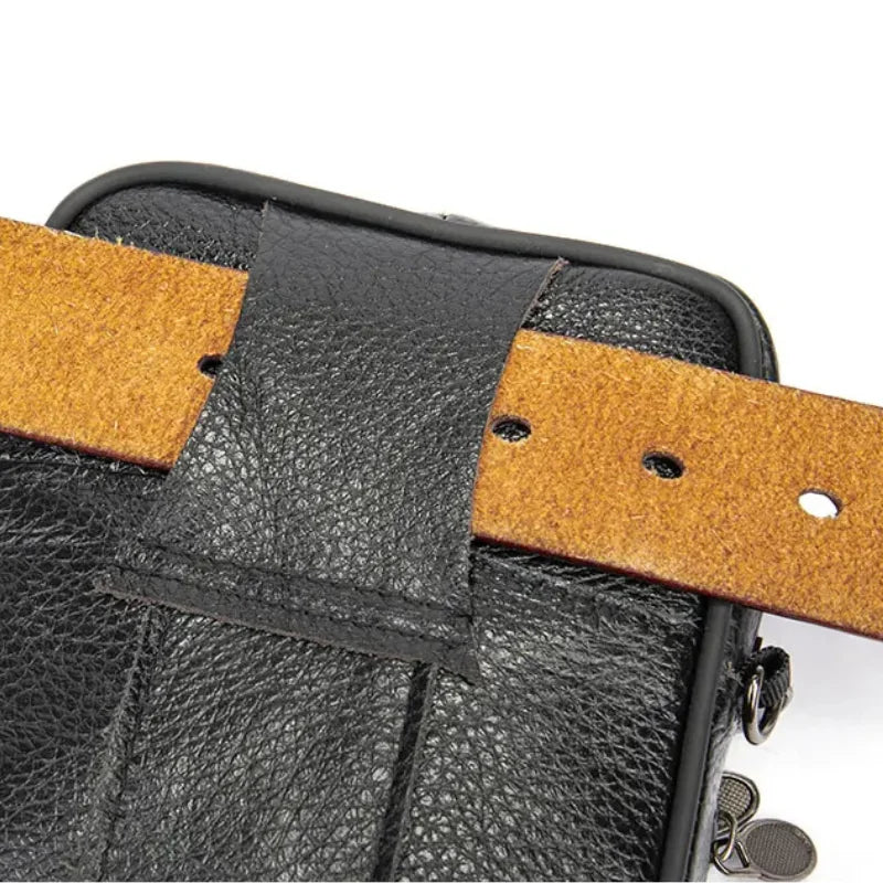 Men’s Leather Crossbody Bag - Compact 4-Pocket Organizer