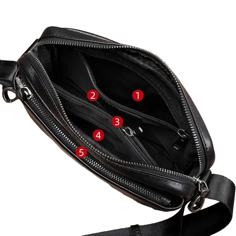 Men’s Leather Crossbody Bag - Compact Everyday Carry Bag