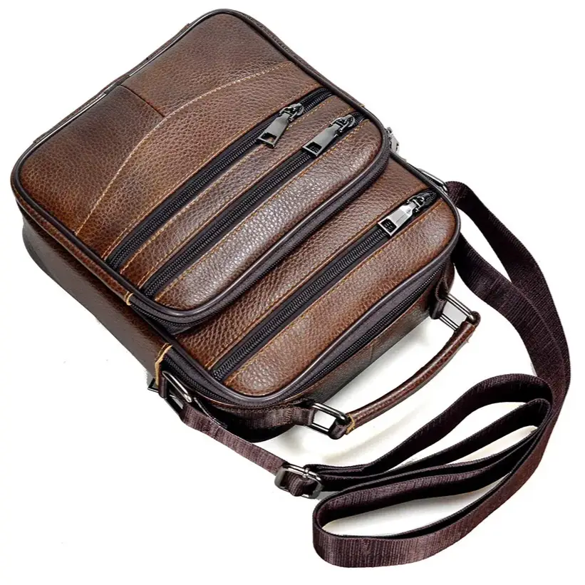Men’s Leather Crossbody Bag – Compact Multi-Pocket Everyday Bag
