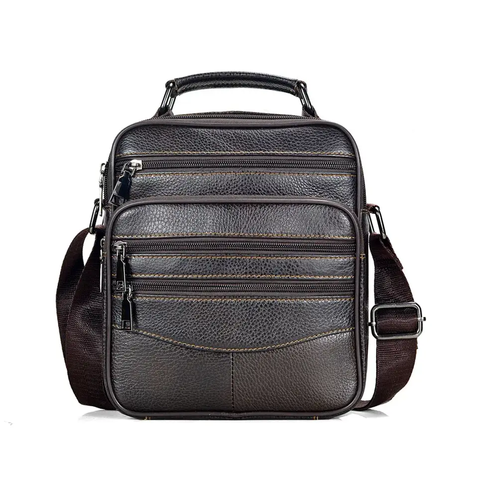 Men’s Leather Crossbody Bag – Compact Multi-Pocket Everyday Bag