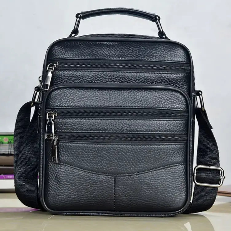 Men’s Leather Crossbody Bag – Compact Multi-Pocket Everyday Bag