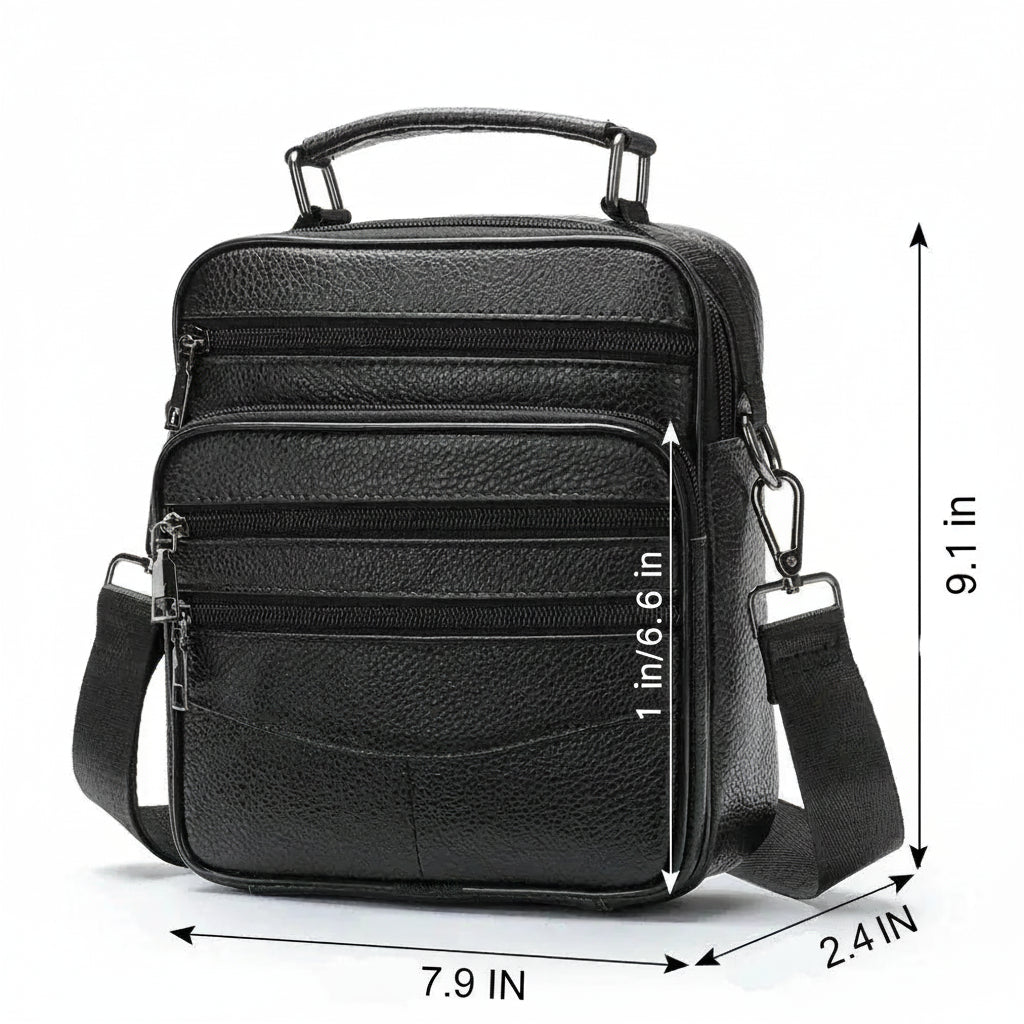 Men’s Leather Crossbody Bag – Compact Multi-Pocket Everyday Bag
