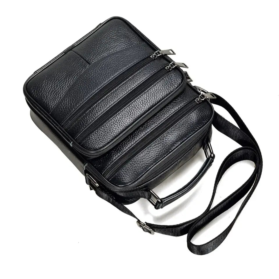 Men’s Leather Crossbody Bag – Compact Multi-Pocket Everyday Bag