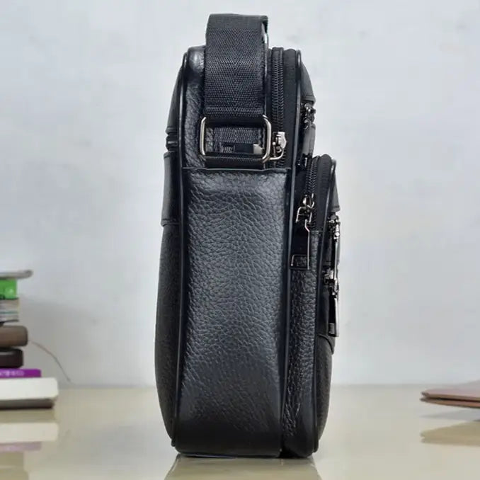 Men’s Leather Crossbody Bag – Compact Multi-Pocket Everyday Bag