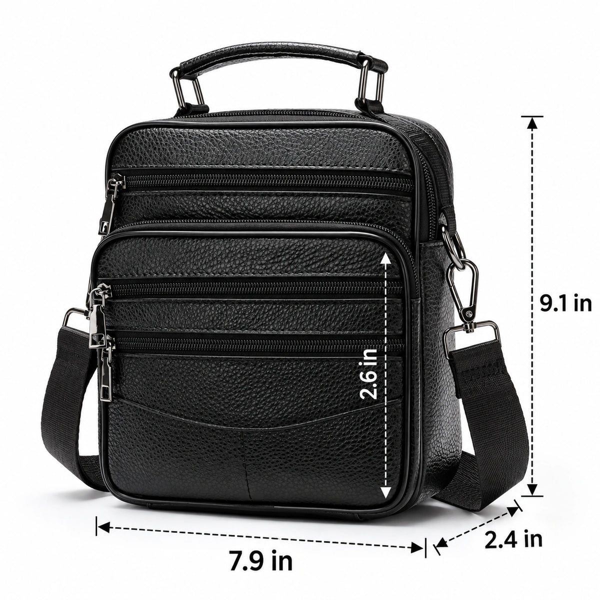 Men’s Leather Crossbody Bag – Compact Multi-Pocket Everyday Bag