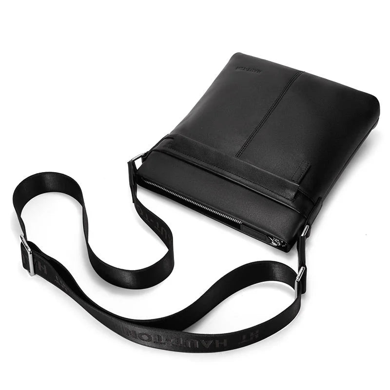 Men’s Leather Crossbody Bag - Front Zip Pocket Everyday Carry