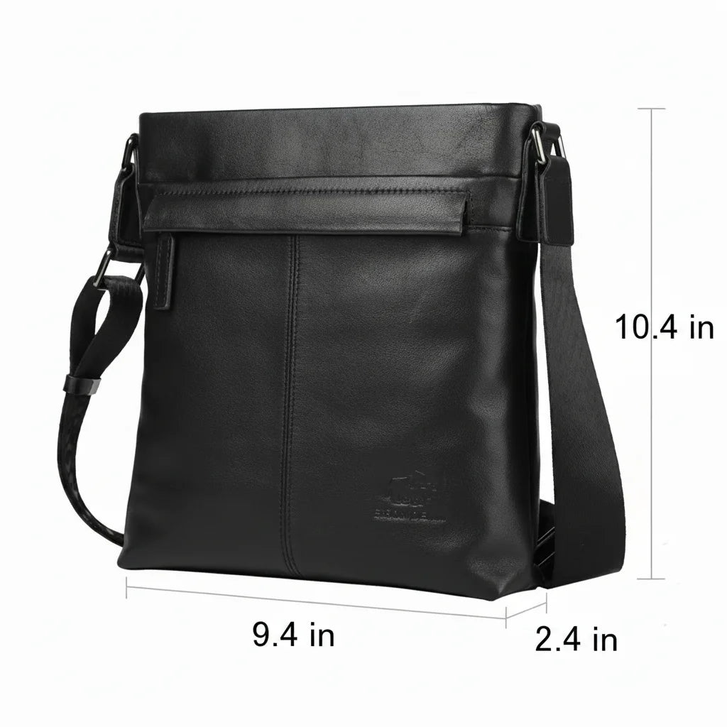 Men’s Leather Crossbody Bag - Front Zip Pocket Everyday Carry