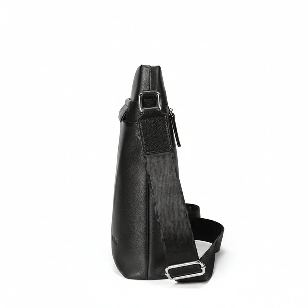 Men’s Leather Crossbody Bag - Front Zip Pocket Everyday Carry