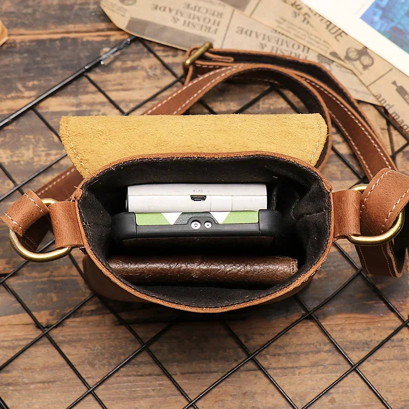 Men’s Leather Crossbody Bag - Mini Phone Pouch