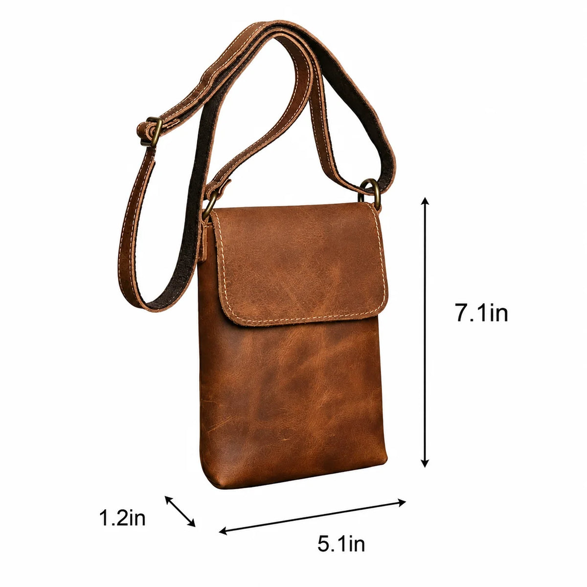 Men’s Leather Crossbody Bag - Mini Phone Pouch