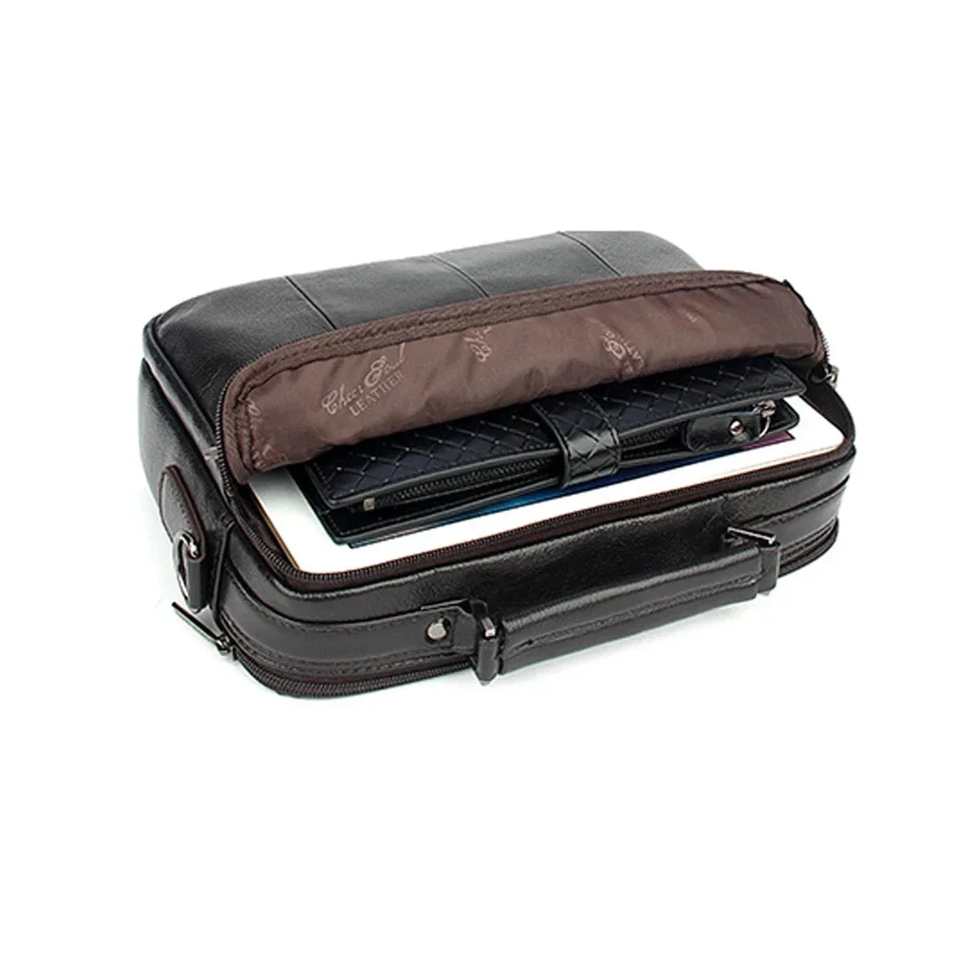 Men’s Leather Crossbody Bag - Multi-Pocket Organizer Bag