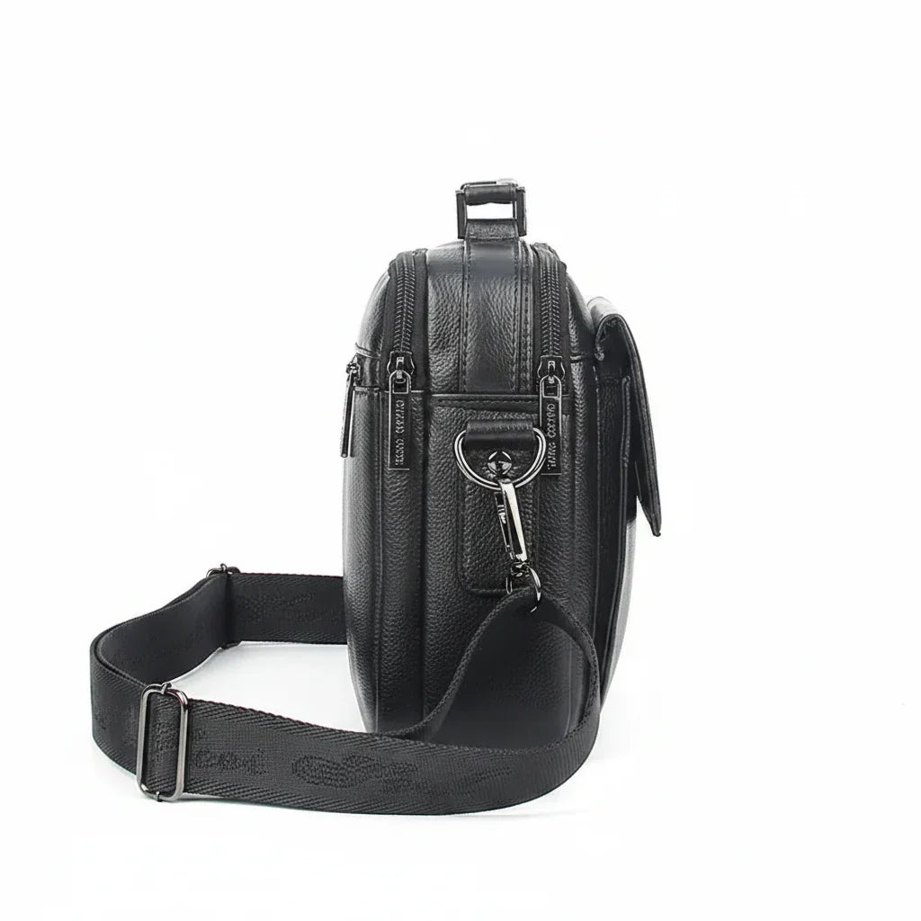 Men’s Leather Crossbody Bag - Multi-Pocket Organizer Bag