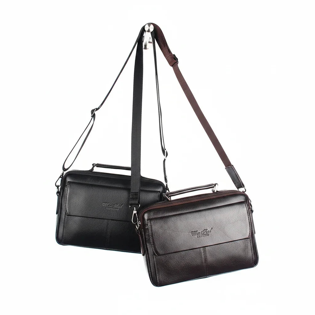 Men’s Leather Crossbody Bag - Multi-Pocket Organizer Bag