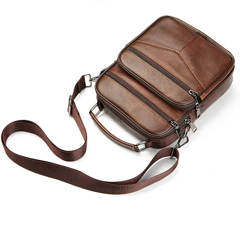 Men’s Leather Crossbody Bag – Multi-Pocket Urban Shoulder Bag