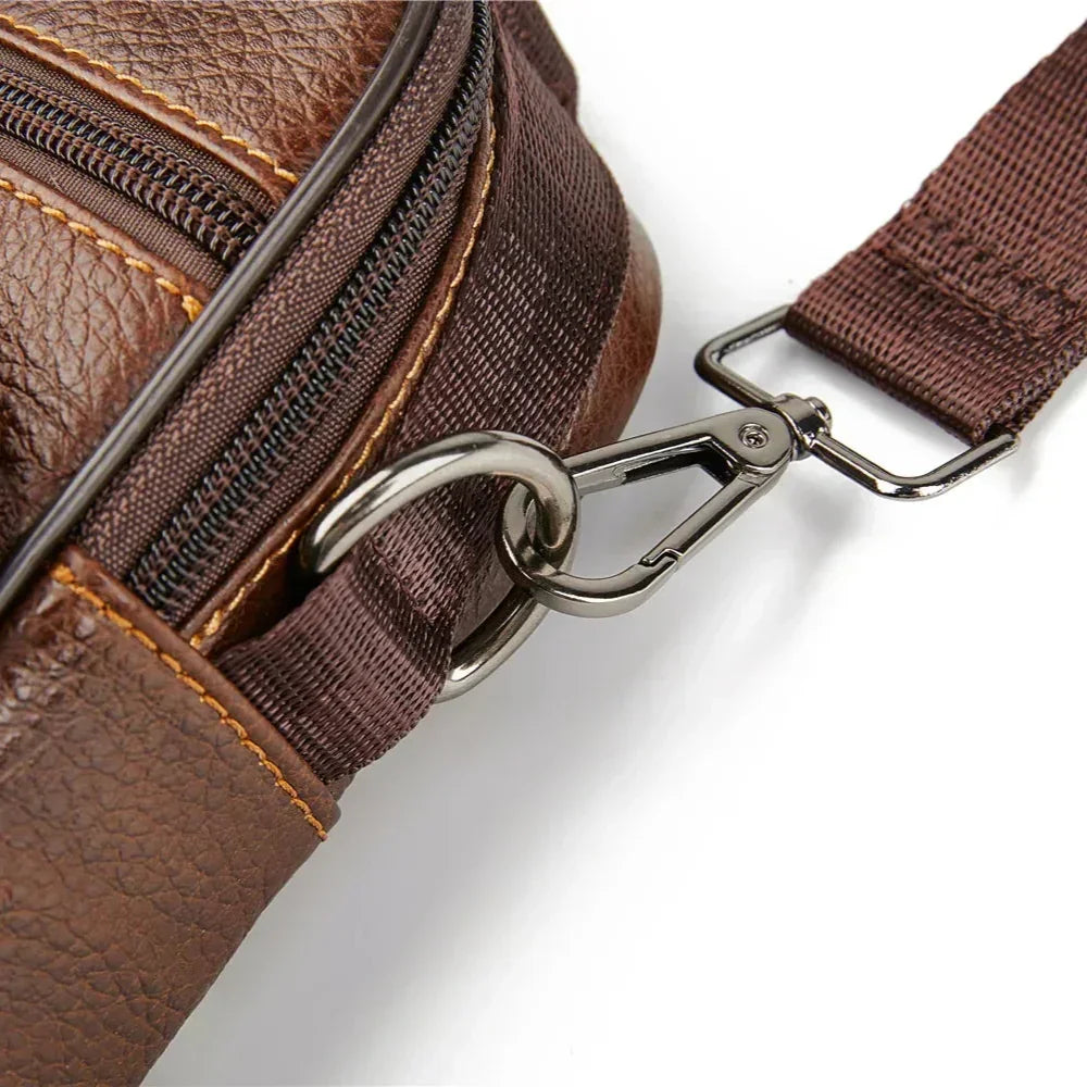 Men’s Leather Crossbody Bag – Multi-Pocket Urban Shoulder Bag