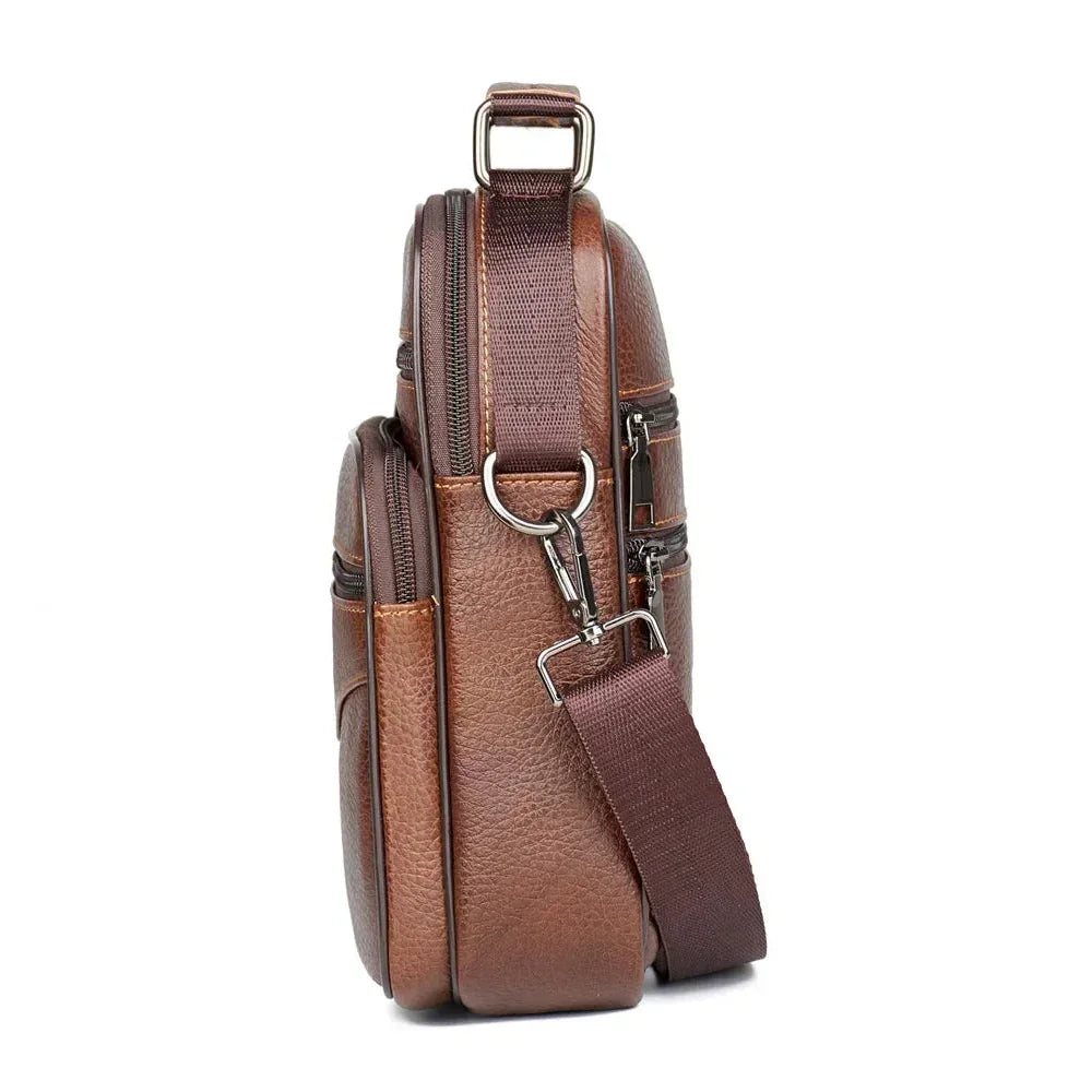 Men’s Leather Crossbody Bag – Multi-Pocket Urban Shoulder Bag