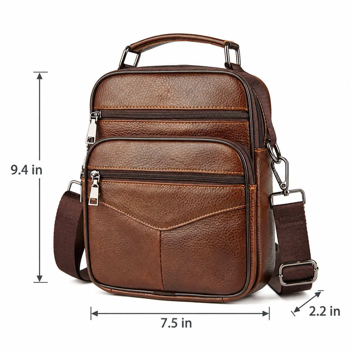 Men’s Leather Crossbody Bag – Multi-Pocket Urban Shoulder Bag