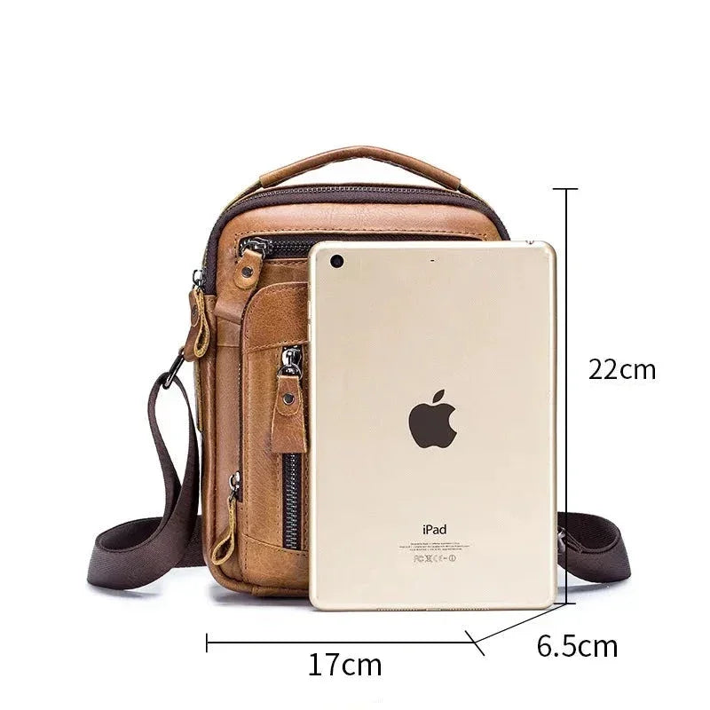Men’s Leather Crossbody Bag – Small Multi-Pocket Everyday Carry