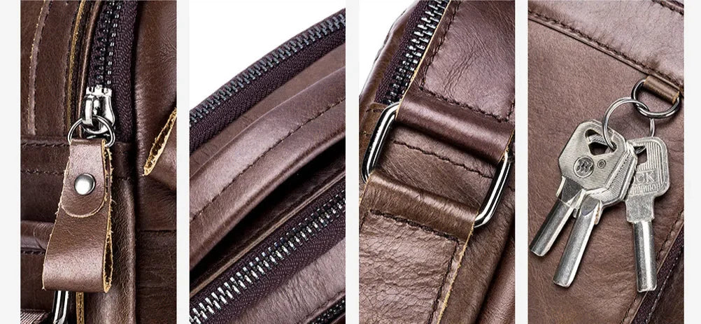 Men’s Leather Crossbody Bag – Small Multi-Pocket Everyday Carry