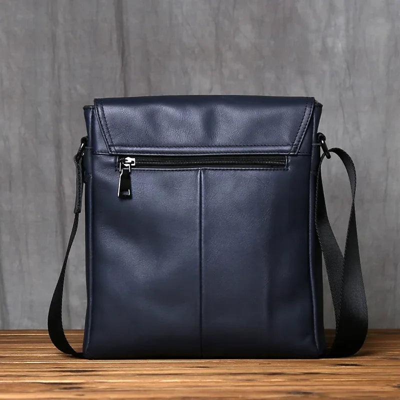 Men’s Leather Crossbody Bag - Vertical Flap Tablet Bag