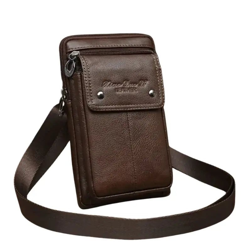 Men’s Leather Crossbody Bag – Vertical Phone Carry