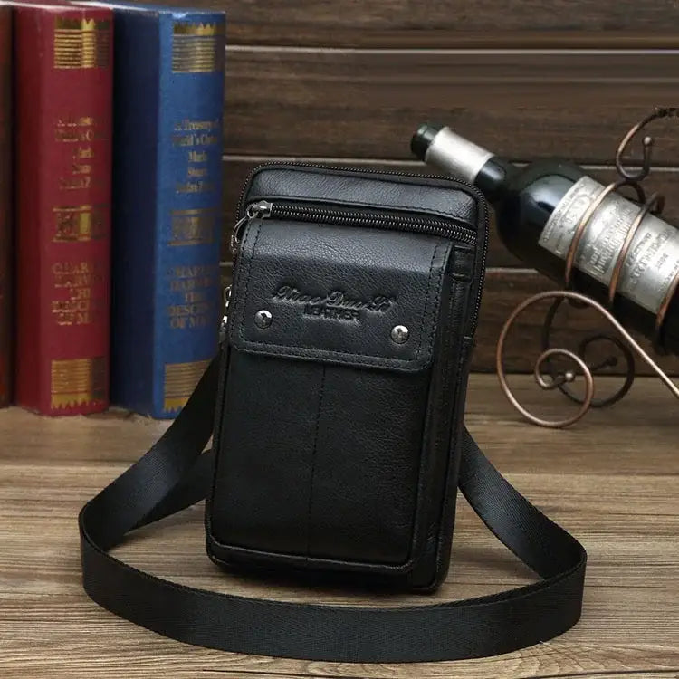 Men’s Leather Crossbody Bag – Vertical Phone Carry
