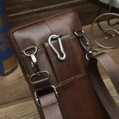 Men’s Leather Crossbody Bag – Vertical Phone Carry