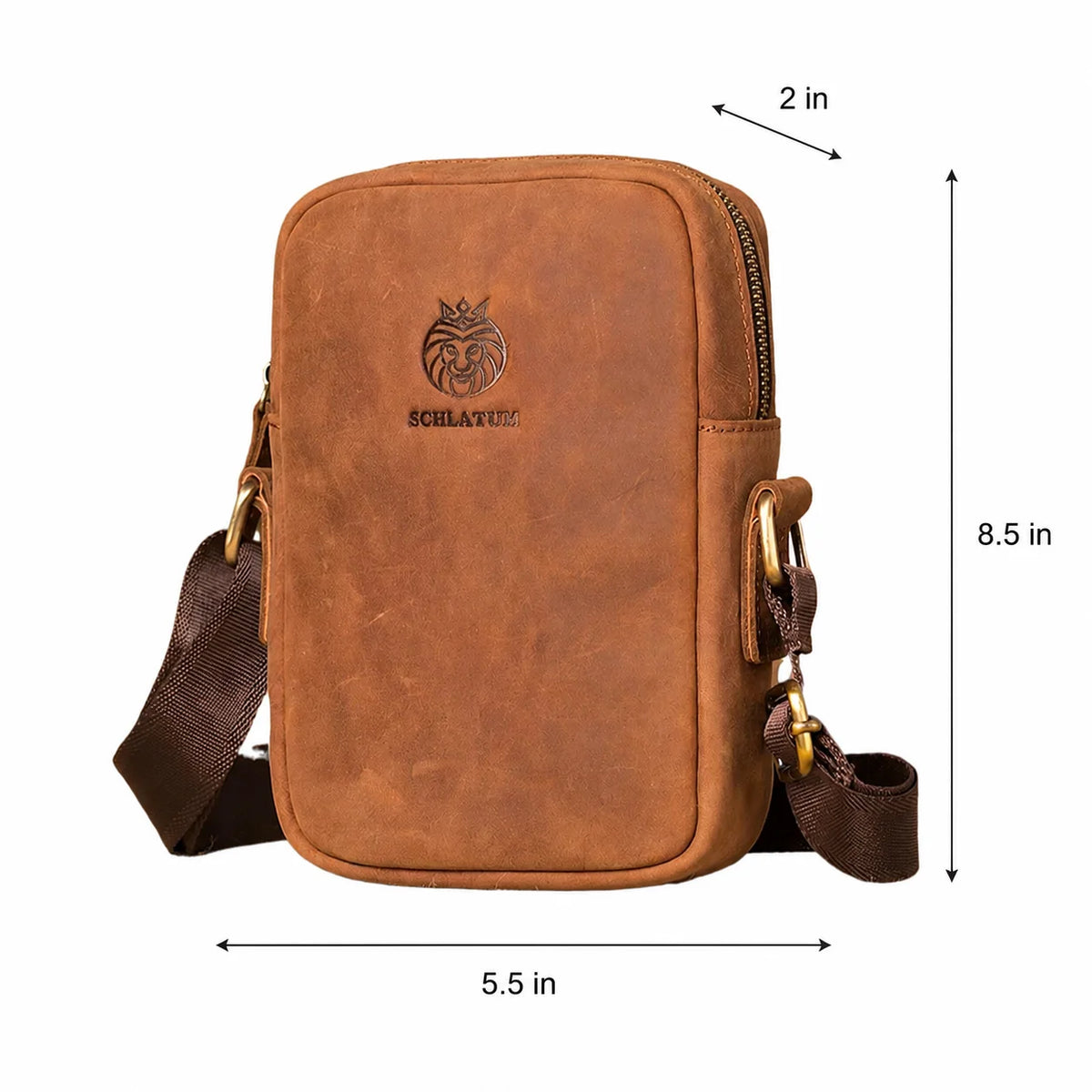 Men’s Leather Crossbody Bag - Vertical Phone Pocket Carry