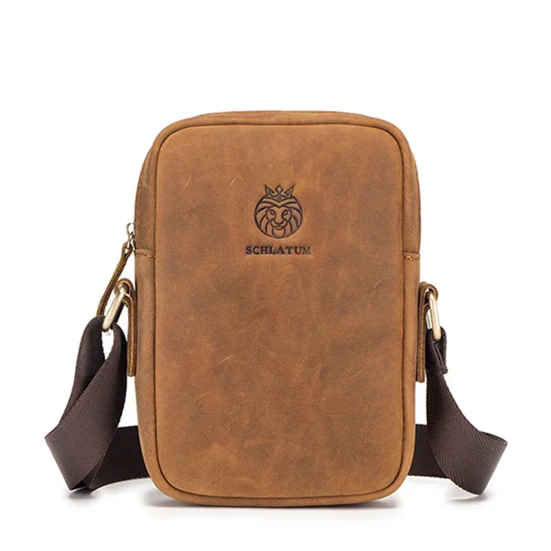 Men’s Leather Crossbody Bag - Vertical Phone Pocket Carry