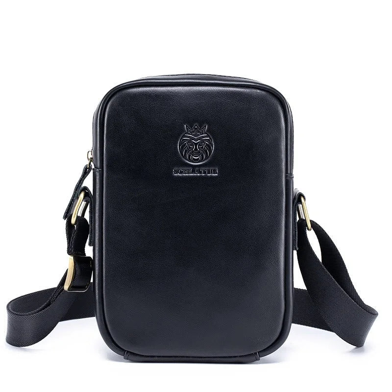 Men’s Leather Crossbody Bag - Vertical Phone Pocket Carry