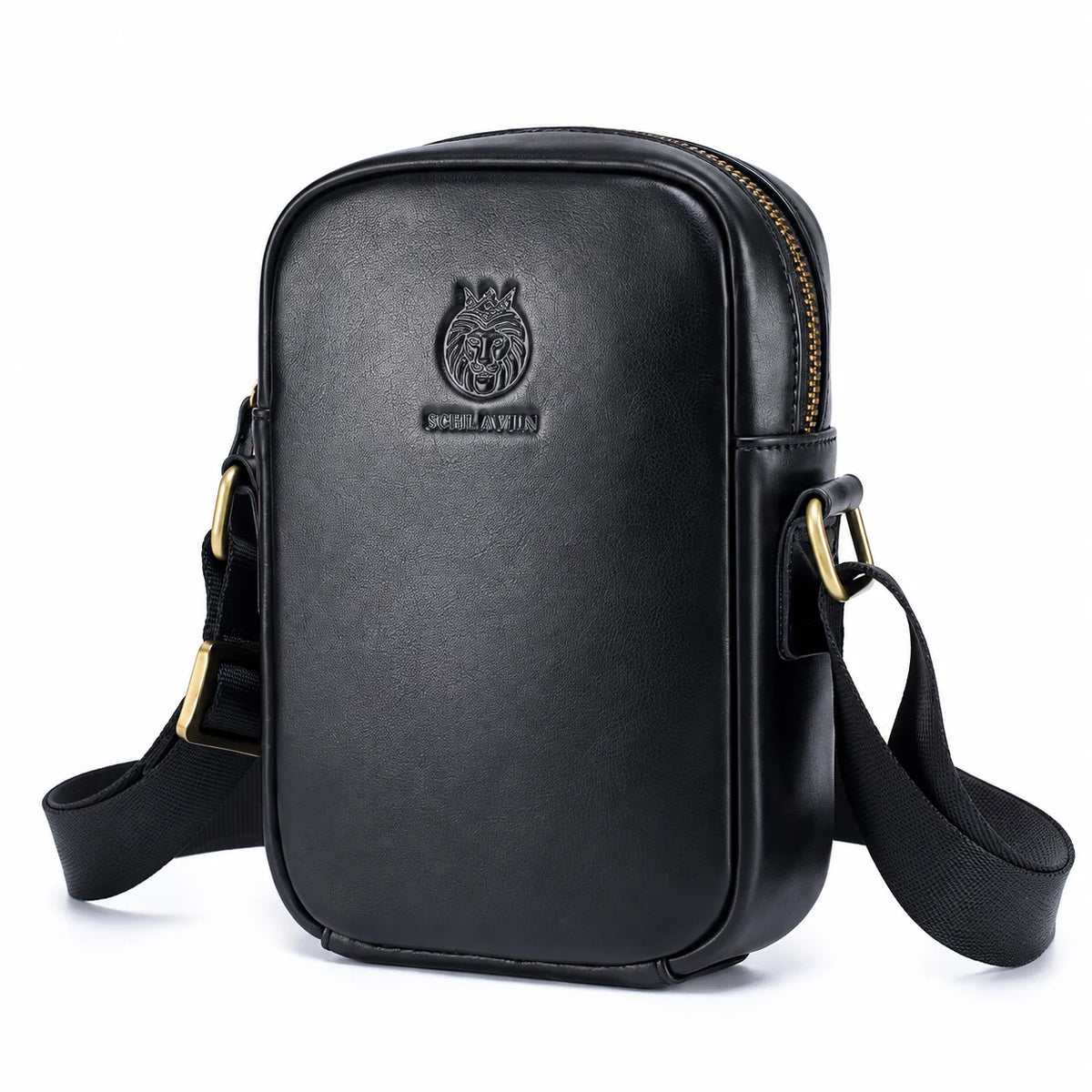 Men’s Leather Crossbody Bag - Vertical Phone Pocket Carry