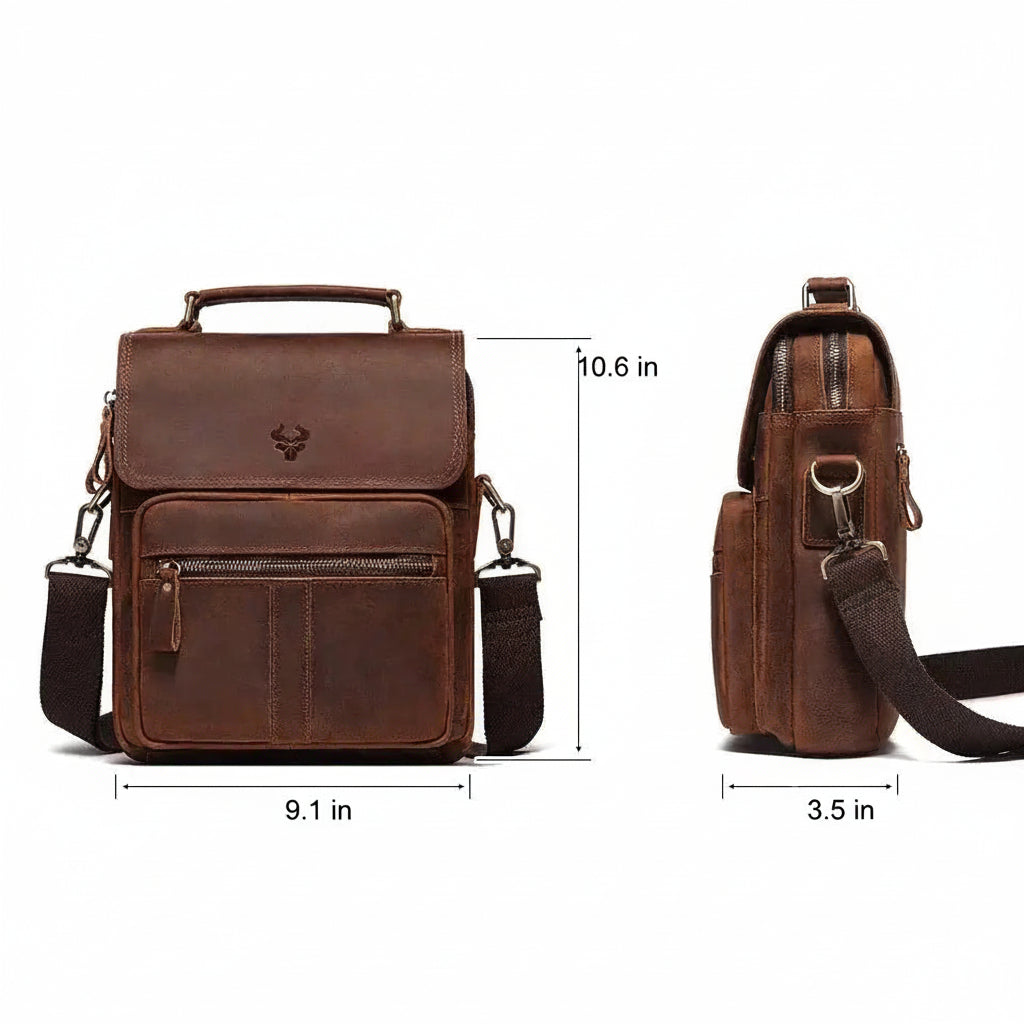 Men’s Leather Crossbody Bag – Vintage Flap Everyday Carry