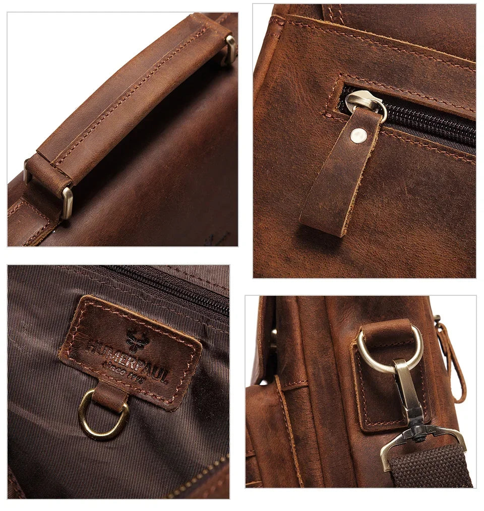 Men’s Leather Crossbody Bag – Vintage Flap Everyday Carry