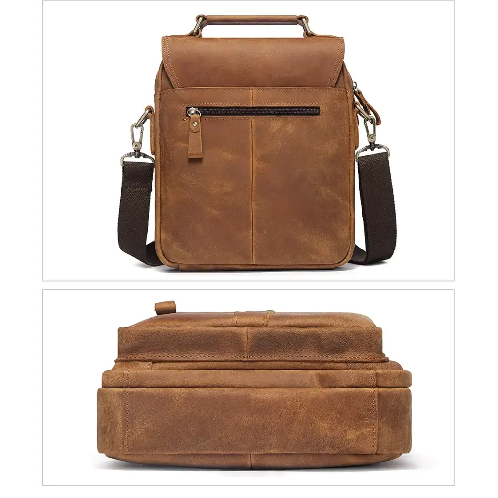 Men’s Leather Crossbody Bag – Vintage Flap Everyday Carry